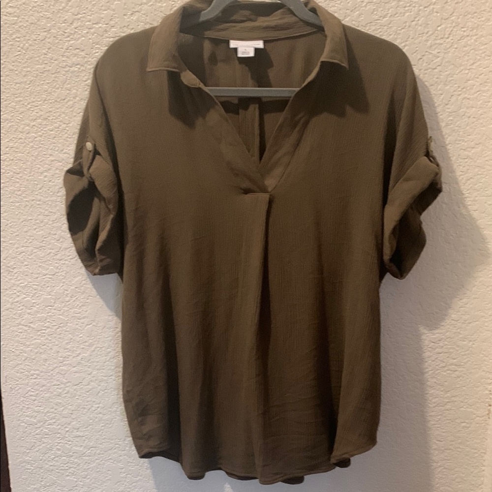Liz Claiborne Dark Olive Button Down Shirt